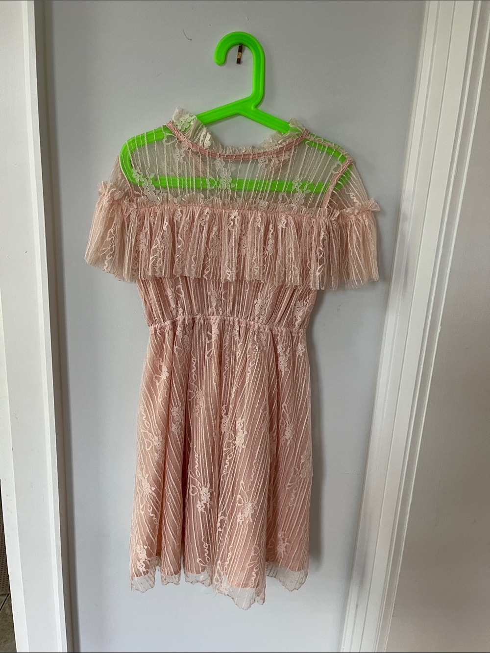❤️ Four for 25$ ❤️ SHEIN Blush Pink Lace Ruffle Off-Shoulder Dress size 9